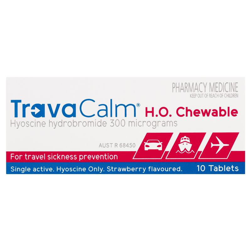 Travacalm Travel Sickness HO 10 Tablets (Hyoscine hydrobromide 300 mcg)