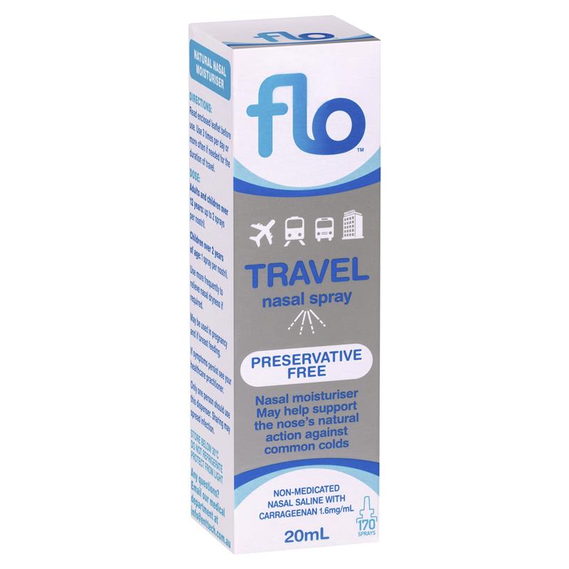 FLO Travel Nasal Spray 20ml (Nasal Saline with Carragenna 1.6mg/ml)