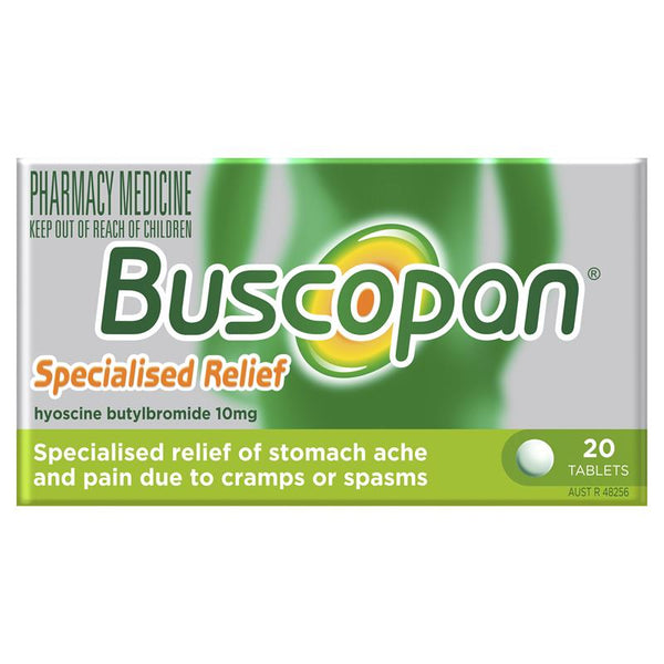 Buscopan Stomach Cramps Pain Relief 10mg 20 Tablets  (Hyoscine butylbromide 10mg)