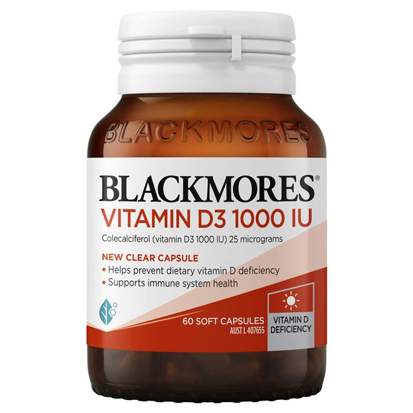 Blackmores Vitamin D3 1000IU x 60 Capsules (Colecalciferol (vitamin D3 1000 IU) 25 micrograms)