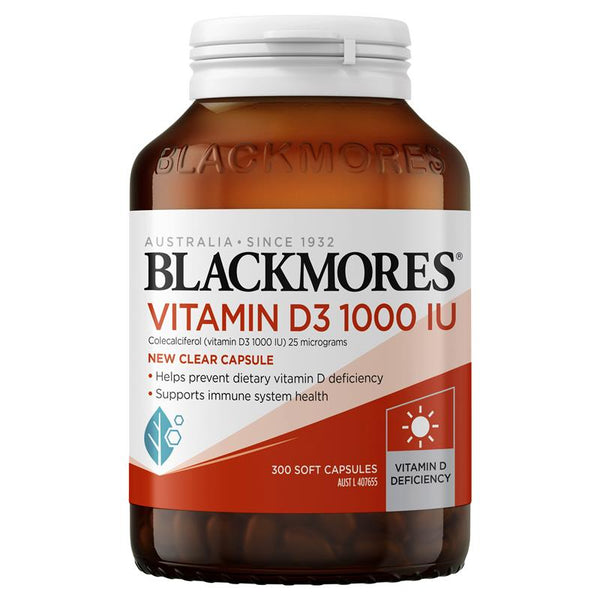 Blackmores Vitamin D3 1000IU x 300 Capsules (Colecalciferol (vitamin D3 1000 IU) 25 micrograms)