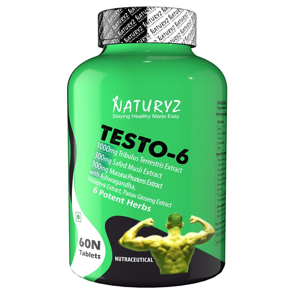 Naturyz Testo-6 Plant based Supplement For Men 2100mg x 60 Tablets (Tribulus Terrestris, Safed Musli, Kaunj, Ashwagandha)