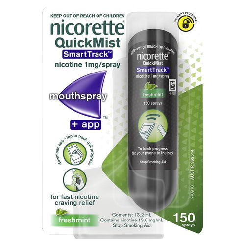 Nicorette Quit Smoking QuickMist SmartTrack Nicotine Mouth Spray Freshmint 150 Pack (Nicotine 1mg)