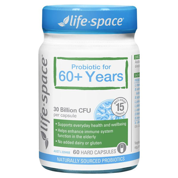 Life-Space Probiotic For 60+ Years 60 Capsules (Each vegetarian capsule contains: 30 billion CFU)