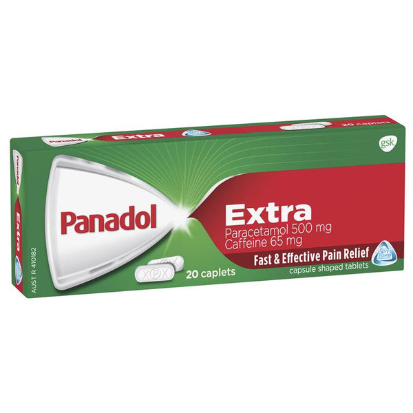 Panadol Extra (Paracetamol & Caffeine) 20 Caplets (Paracetamol 500mg, Caffeine 65mg)