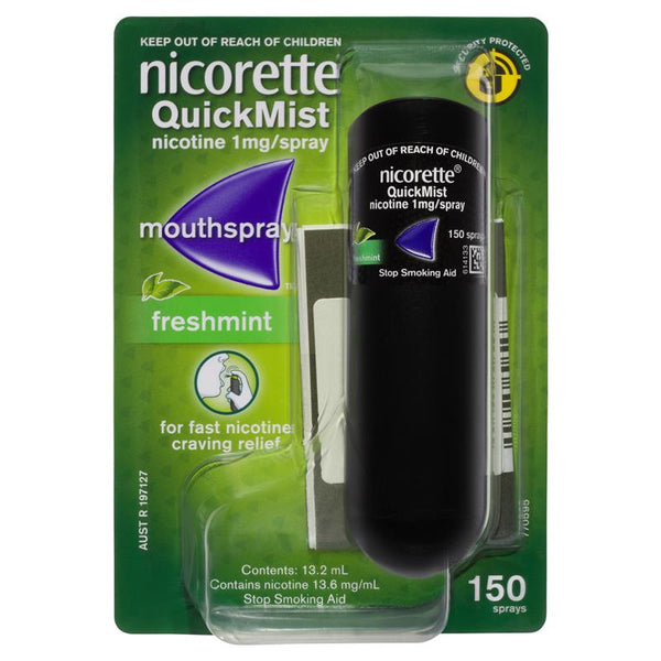 Nicorette Quit Smoking QuickMist Nicotine Mouth Spray Freshmint 150 Pack (Nicotine 1mg)