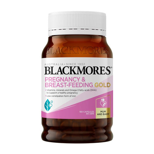 Blackmores Pregnancy and Breastfeeding Gold 180 Capsules (Folic Acid, Iodine, Iron, Calcium and Omega 3 DHA)