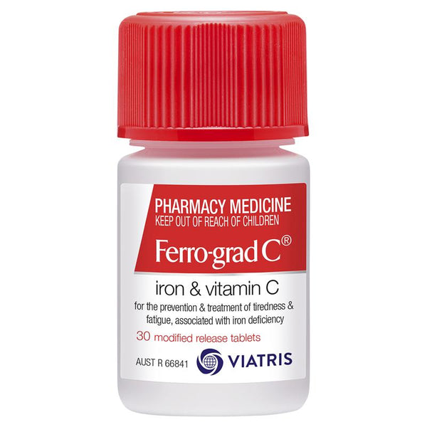 Ferro-grad C Iron & Vitamin C 30 Tablets (Ferrous sulfate, sodium ascorbate)