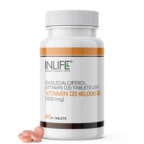 Inlife Vitamina D3 60000 UI Comprimidos Masticables | Suplemento de Colecalciferol | 40 Comprimidos