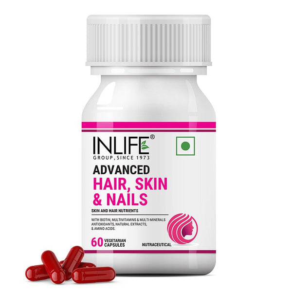 Inlife Advanced Hair, Skin & Nails Supplement | 60 Vegetarian Capsules