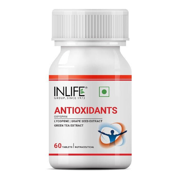 Inlife Antioxidants Supplement with Lycopene, Grape Seed, Green Tea Extract (60 Tablets)
