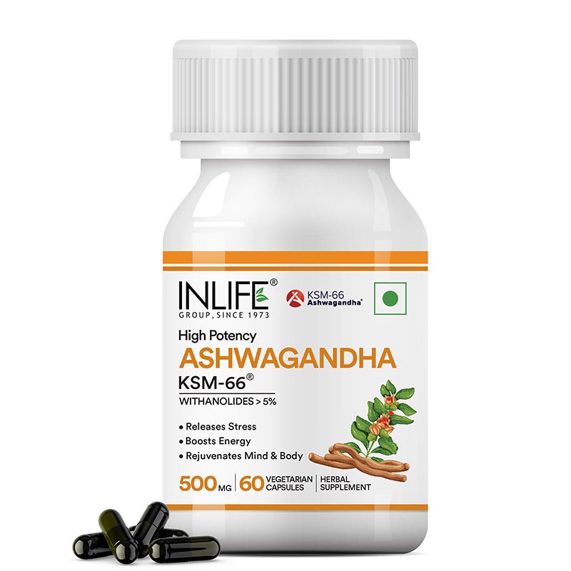 Inlife Ashwagandha KSM-66 with Withanolides (More than 5%) | Veg. Capsules