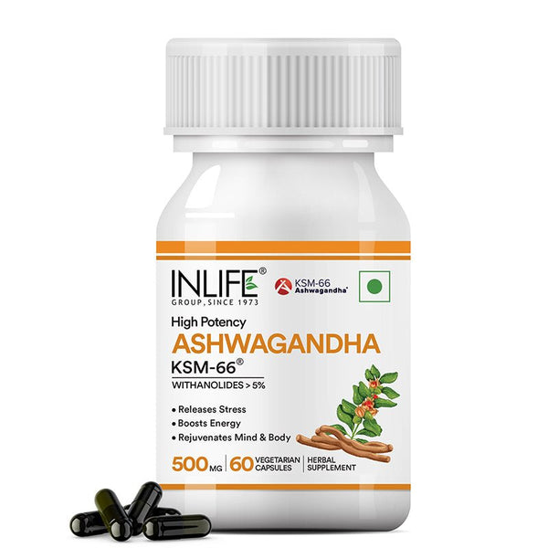 Inlife Ashwagandha KSM-66 with Withanolides (More than 5%) | Veg. Capsules