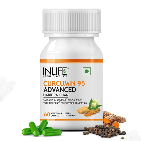 Inlife Curcumin (95% Curcuminoids) with Piperine (Bioperine), 500 mg | 60 Veg. Capsules