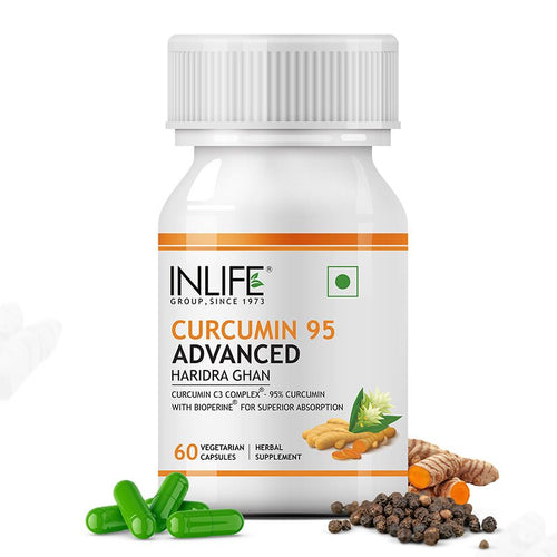 Inlife Curcumin (95% Curcuminoids) with Piperine (Bioperine), 500 mg | 60 Veg. Capsules