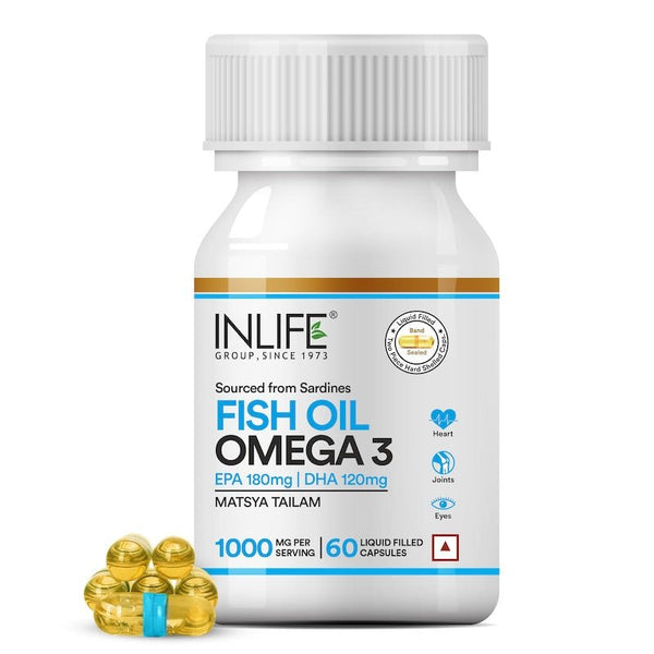 Inlife Fish Oil Omega 3 Fatty Acids Supplement | 500mg | 60 Capsules