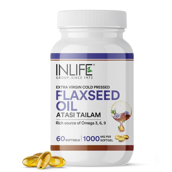 Inlife Flaxseed Oil Capsules Omega 3 6 9 Supplement|1000mg|60 Softgels