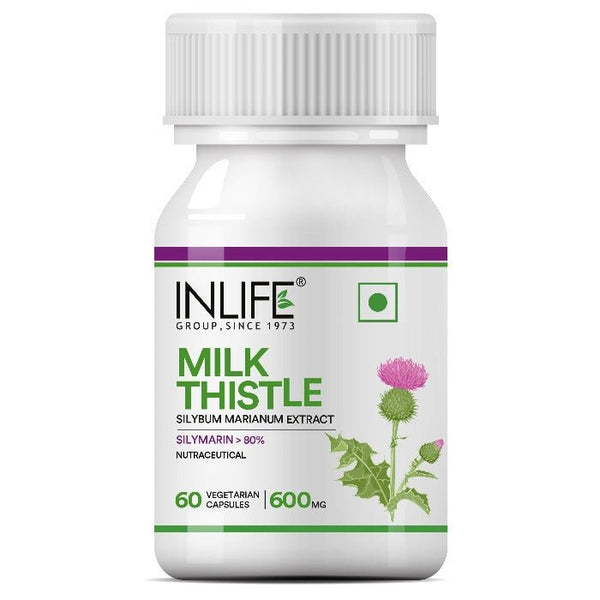 Inlife Milk Thistle Supplement (80% Silymarin) | 600mg | 60 Veg. Capsules