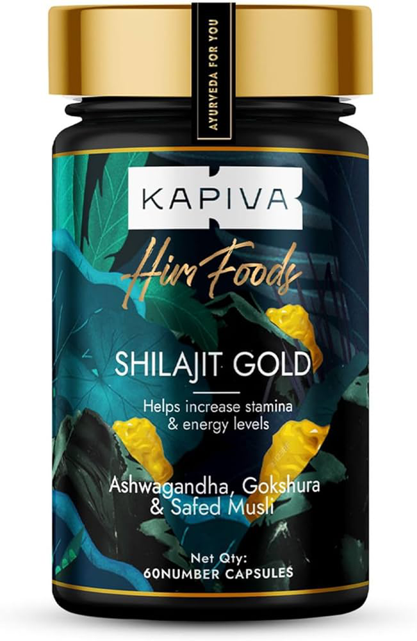 Kapiva Shilajit Gold with Ashwagandha | 30 Capsules (Shilajit, Nagori Ashwagandha, White Musli, Tribulus Terrestris, Green Coffee Beans)