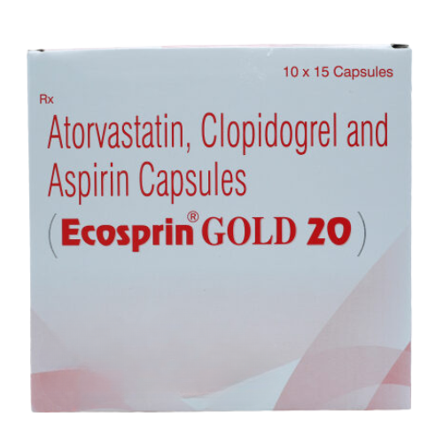 Ecosprin Gold 20 (Aspirin 75 Mg, Atorvastatin 20 Mg, Clopidogrel 75 Mg).