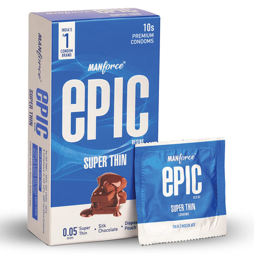 Condones Superfinos Manforce Epic Desire para un Placer Mejorado | Chocolate de Seda Paquete de 10