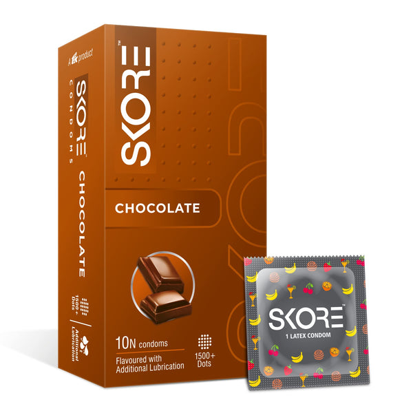 Skore Flavored Dotted & Coloured Condoms Flavour Choclate 10 Pack