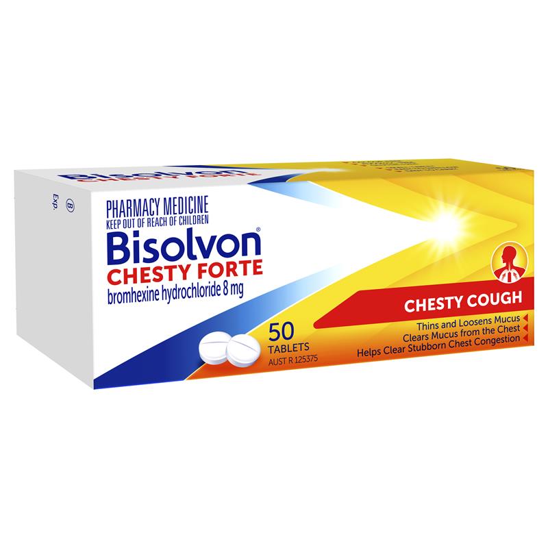 Bisolvon Chesty Forte Cough 50 Tablets  (Bromhexine hcl)