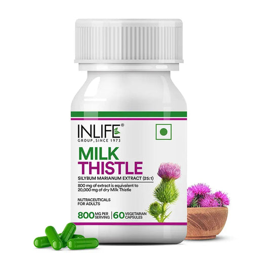 Suplemento de cardo mariano Inlife | 800 mg por porción | 60 cápsulas vegetales
