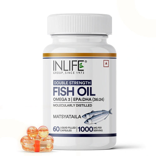 Inlife Fish Oil (Double Strength) Omega 3 Fatty Acids Supplement | 1000mg per serving