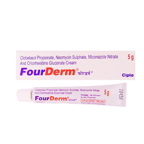 Fourderm 5gm Cream (Chlorhexidine Gluconate 0.20% w/w, Clobetasol 0.05% w/w, Miconazole 2% w/w, Neomycin 0.5% w/w)