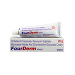 Fourderm 20gm Cream (Chlorhexidine Gluconate 0.20% w/w, Clobetasol 0.05% w/w, Miconazole 2% w/w, Neomycin 0.5% w/w)