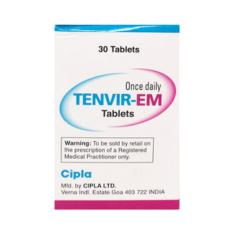 Tenvir EM (Emtricitabine and Tenofovir Disoproxil Fumarate) 200/300mg 30 Tablets (Emtricitabine and Tenofovir Disoproxil Fumarate)