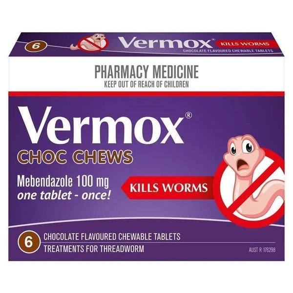 Vermox (Mebendazole) Worming Treatment Choc Chews
